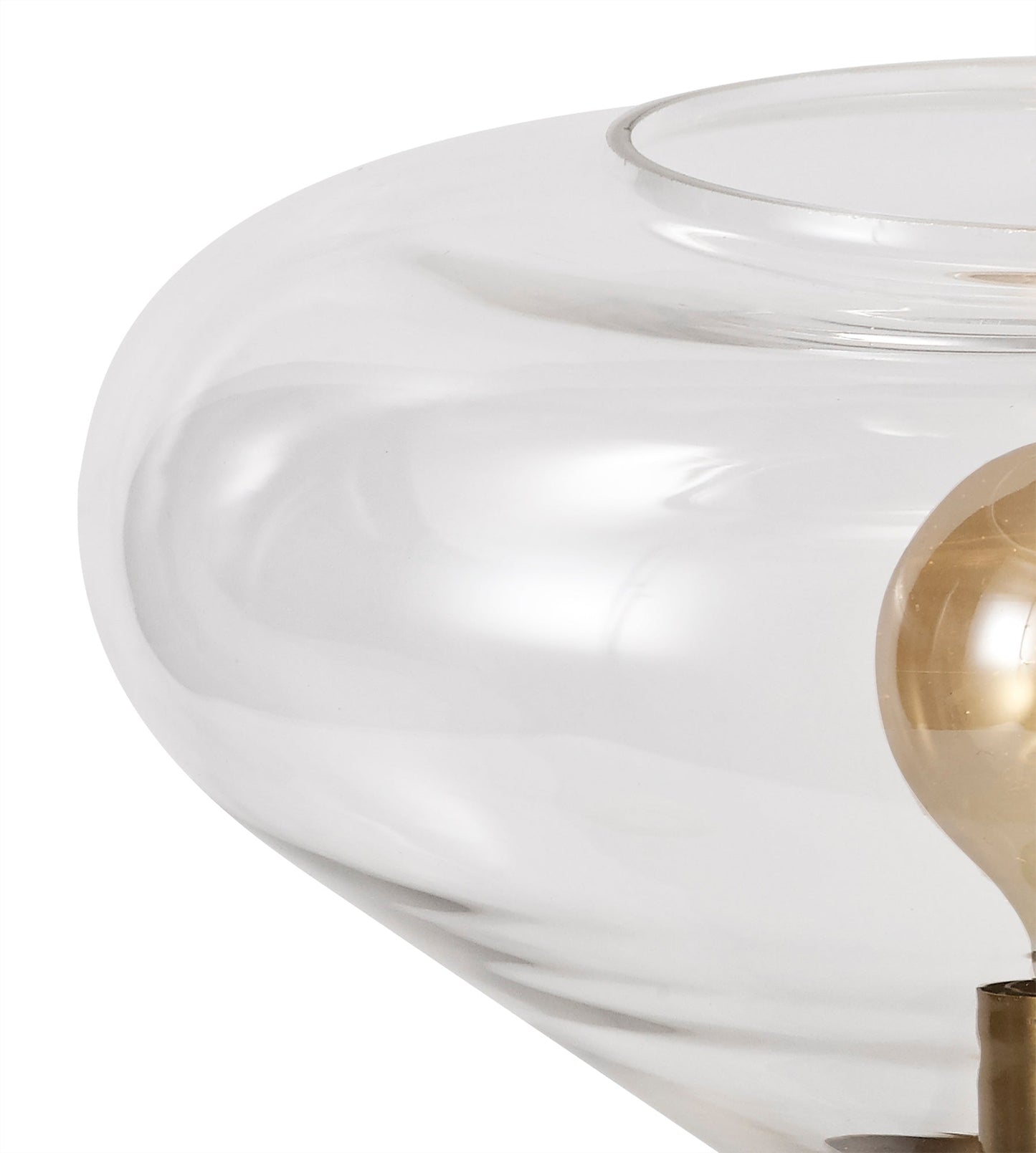 Annis Wide Table Lamp, 1 x E27, Ancient Brass and Clear Glass