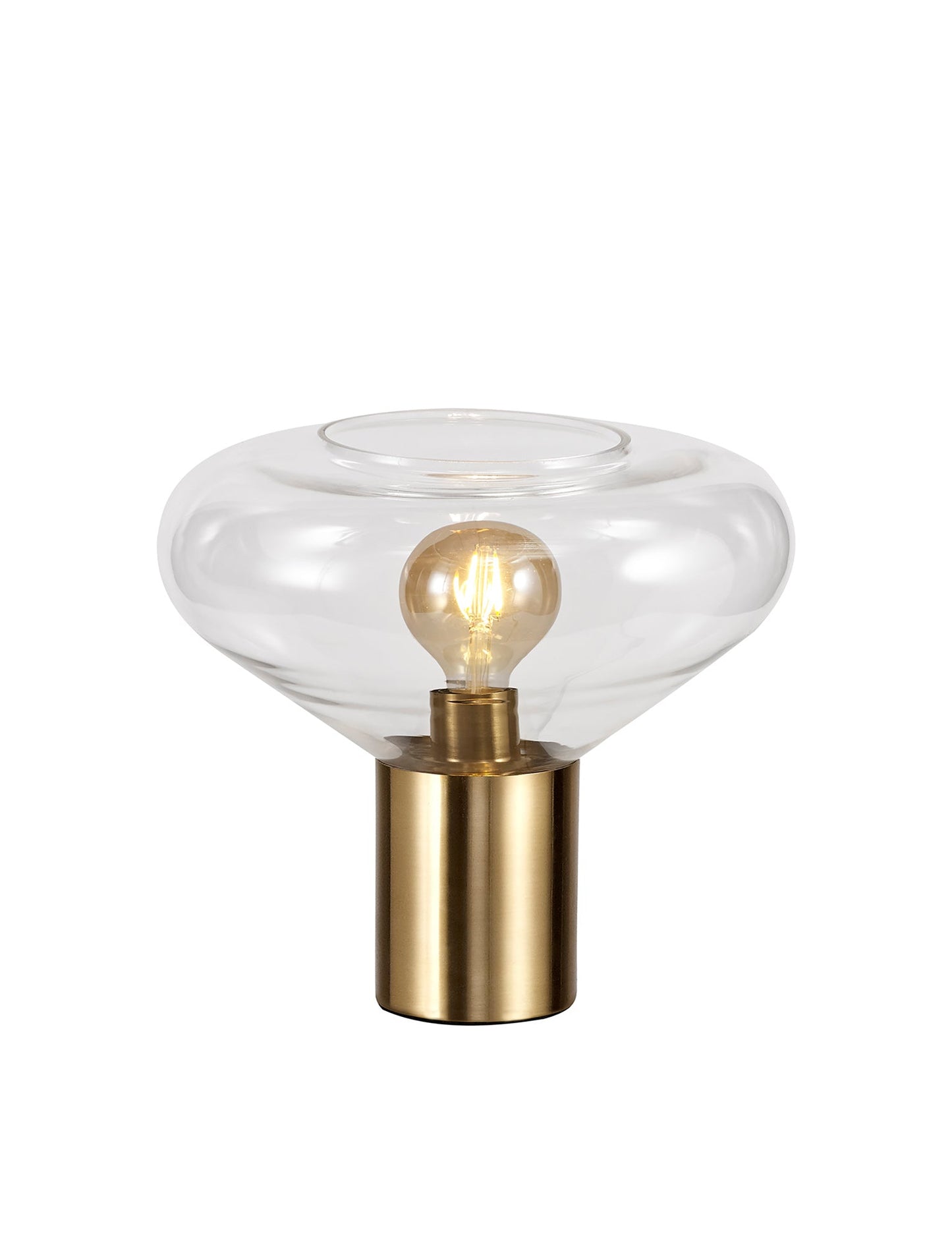 Annis Wide Table Lamp, 1 x E27, Ancient Brass and Clear Glass