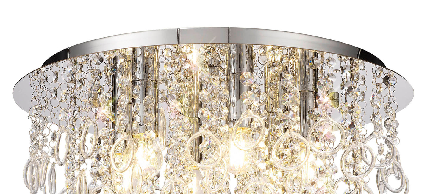 Apsley Ceiling, 6 Light E14, Polished Chrome and Crystal