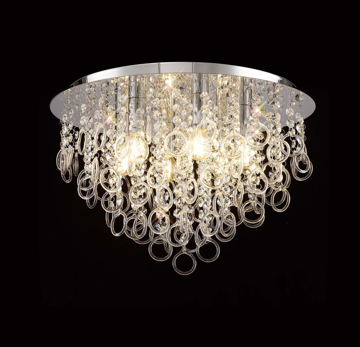 Apsley Ceiling, 6 Light E14, Polished Chrome and Crystal