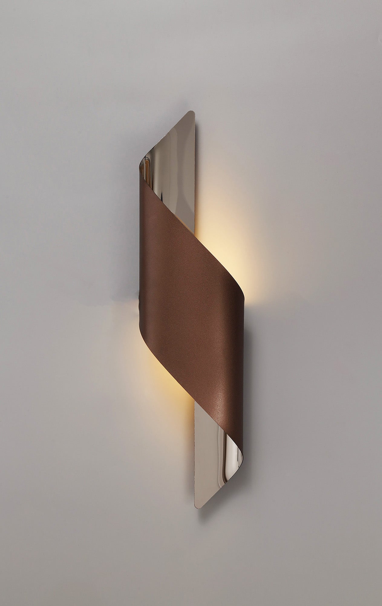Arley Wall Lamp Large, 1 x 8W LED, 3000K, 640lm, Satin Brown and Polished Chrome, 3yrs Warranty 2