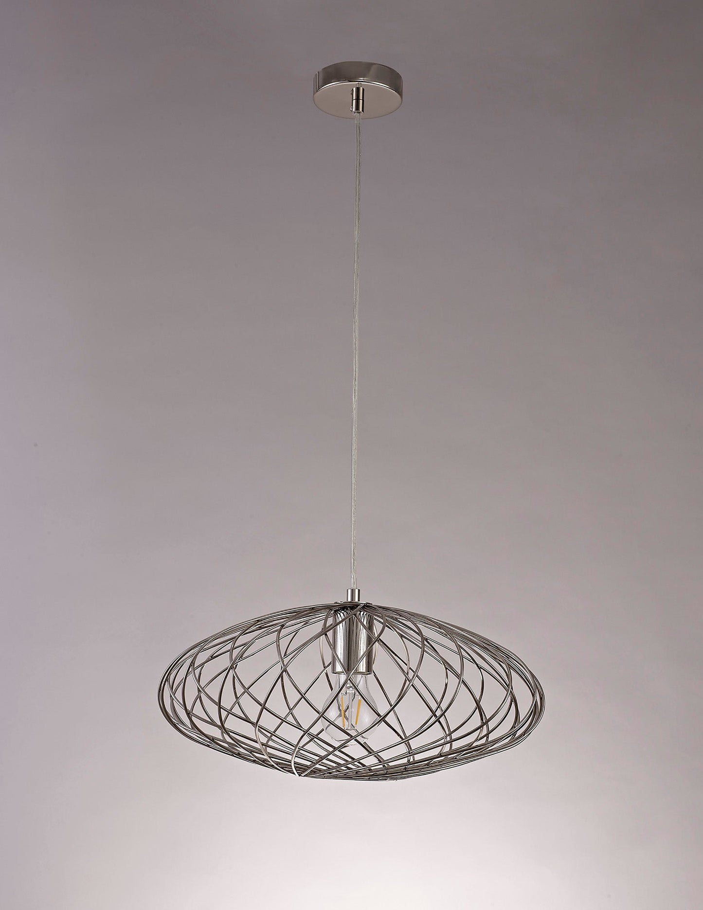 Ashley Elliptical Sphere Pendant, 1 x E27, Polished Nickel 2