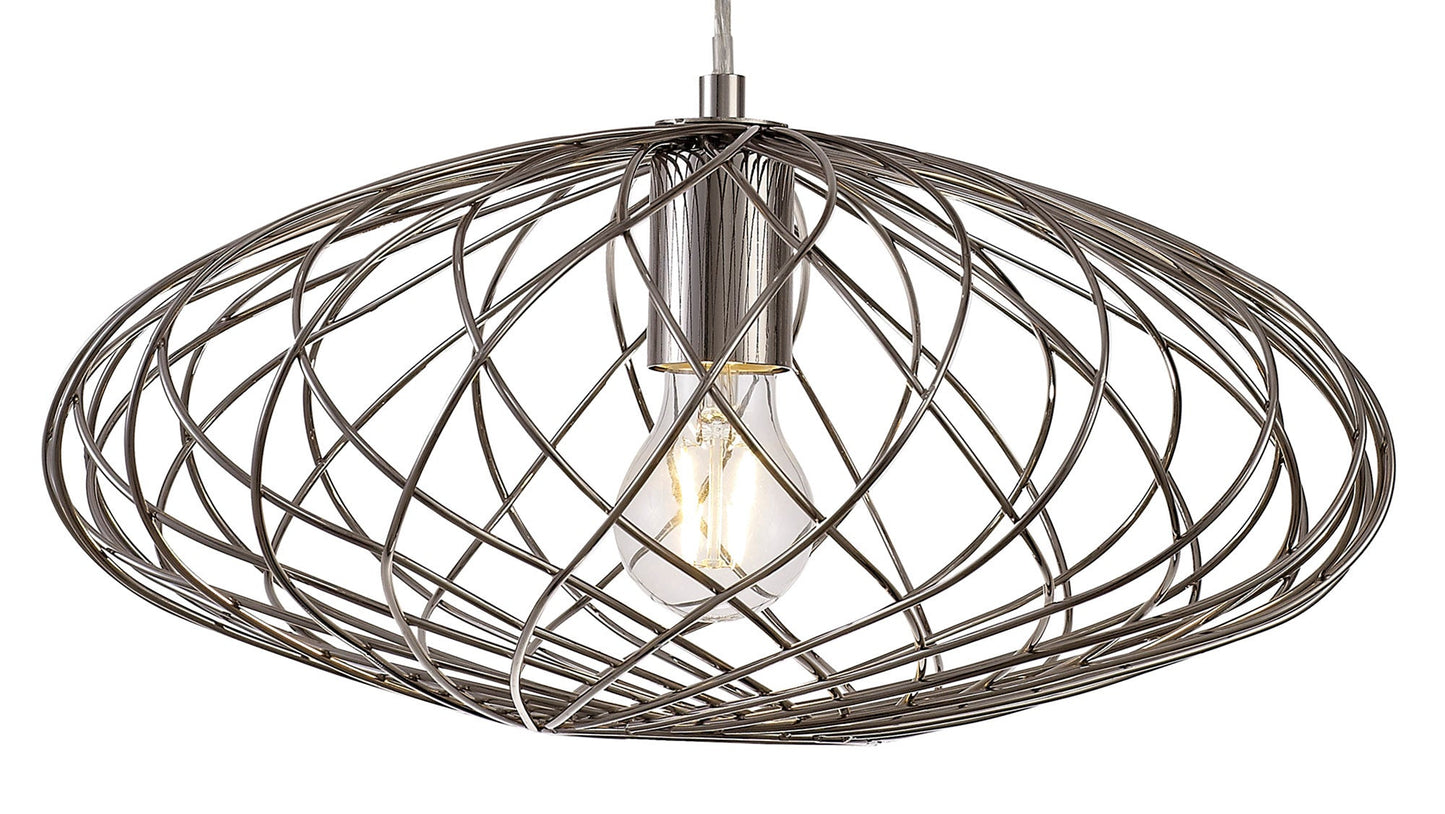 Ashley Elliptical Sphere Pendant, 1 x E27, Polished Nickel 2