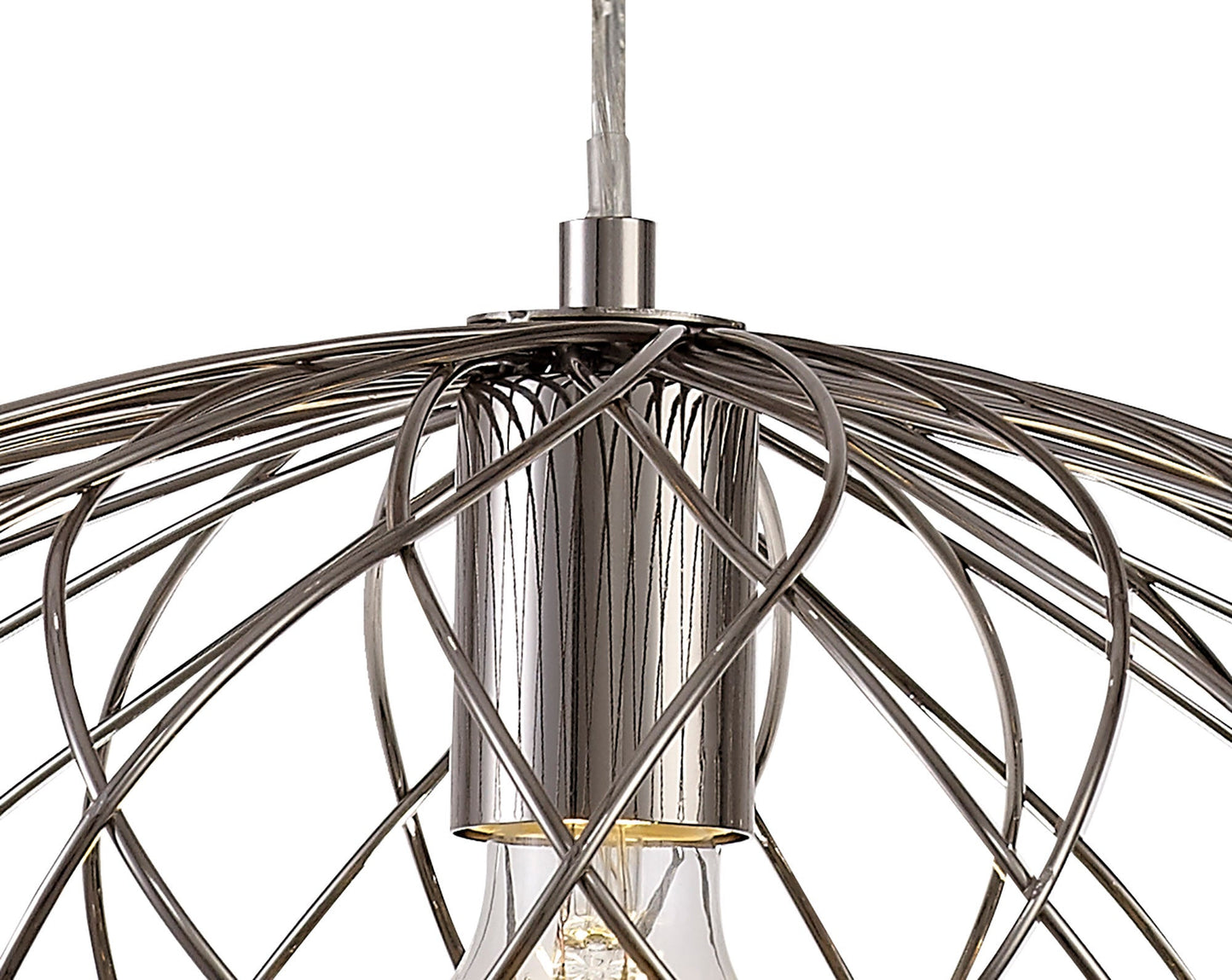 Ashley Elliptical Sphere Pendant, 1 x E27, Polished Nickel 2