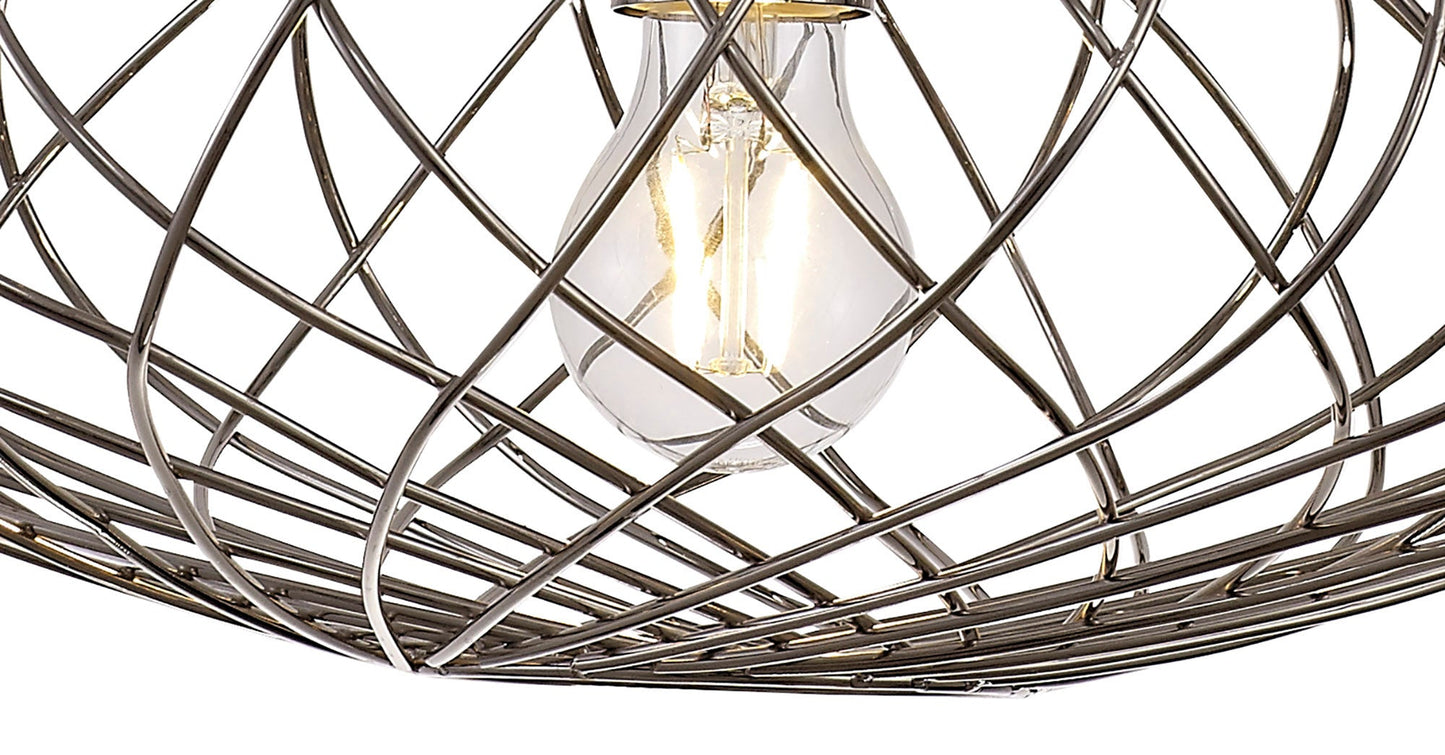 Ashley Elliptical Sphere Pendant, 1 x E27, Polished Nickel 2