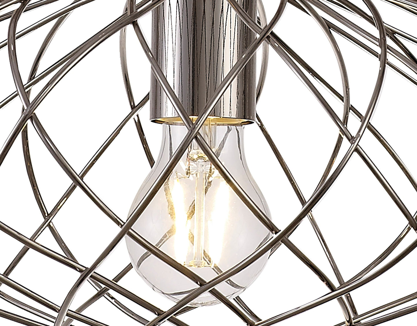 Ashley Elliptical Sphere Pendant, 1 x E27, Polished Nickel 2
