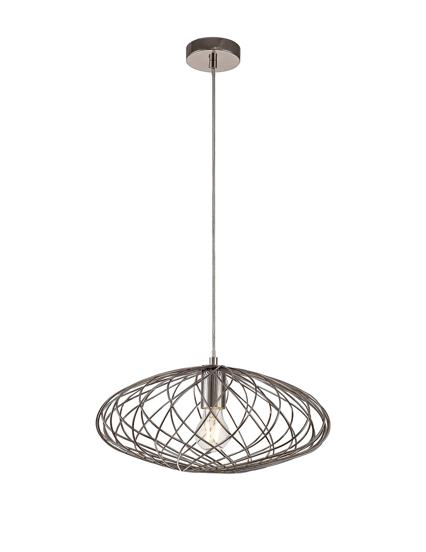 Ashley Elliptical Sphere Pendant, 1 x E27, Polished Nickel 2