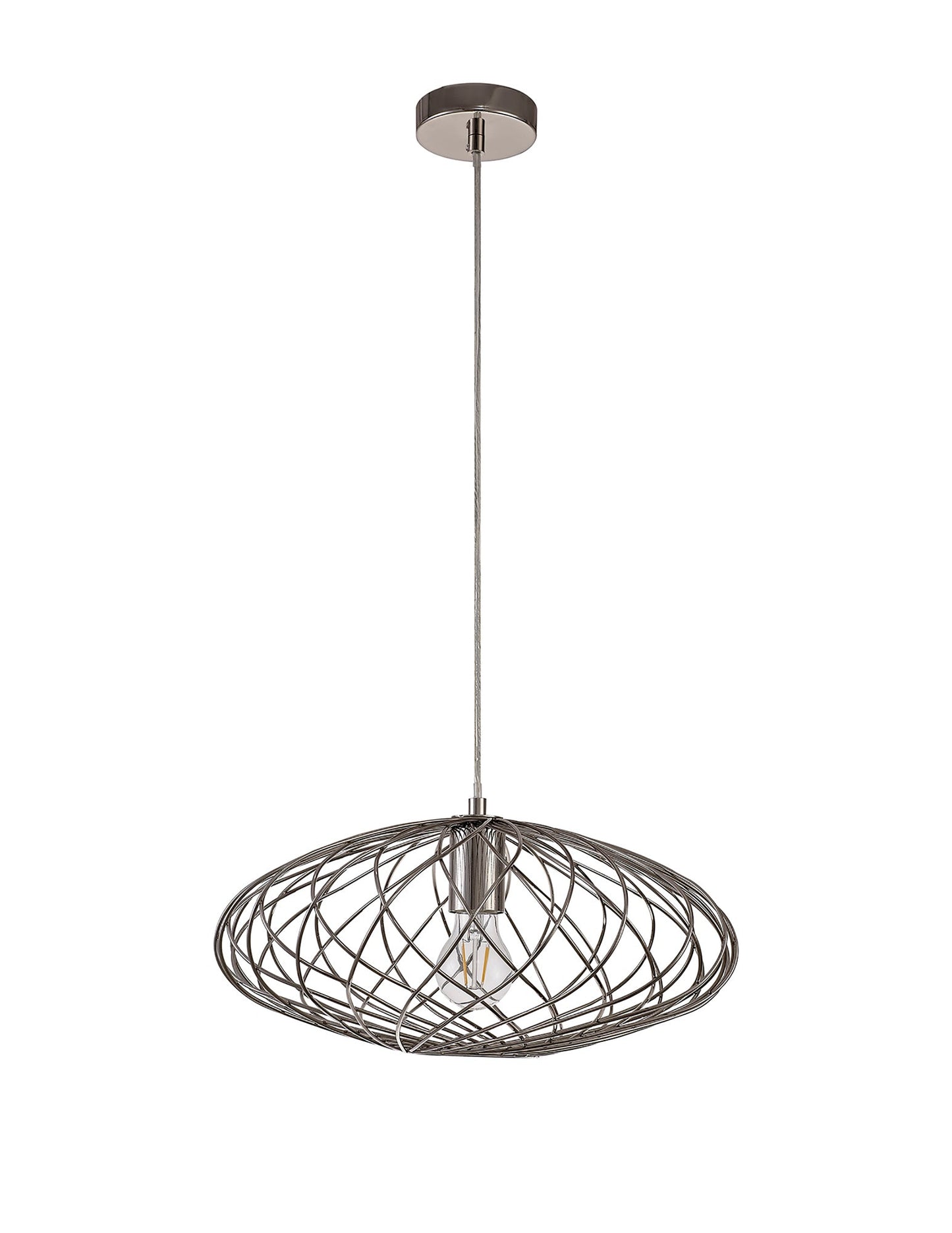 Ashley Elliptical Sphere Pendant, 1 x E27, Polished Nickel 2