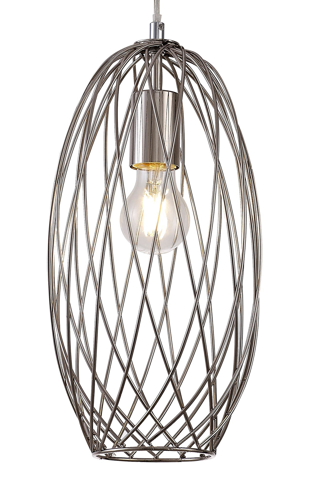 Ashley Curved Cylinder Pendant, 1 x E27, Polished Nickel 2