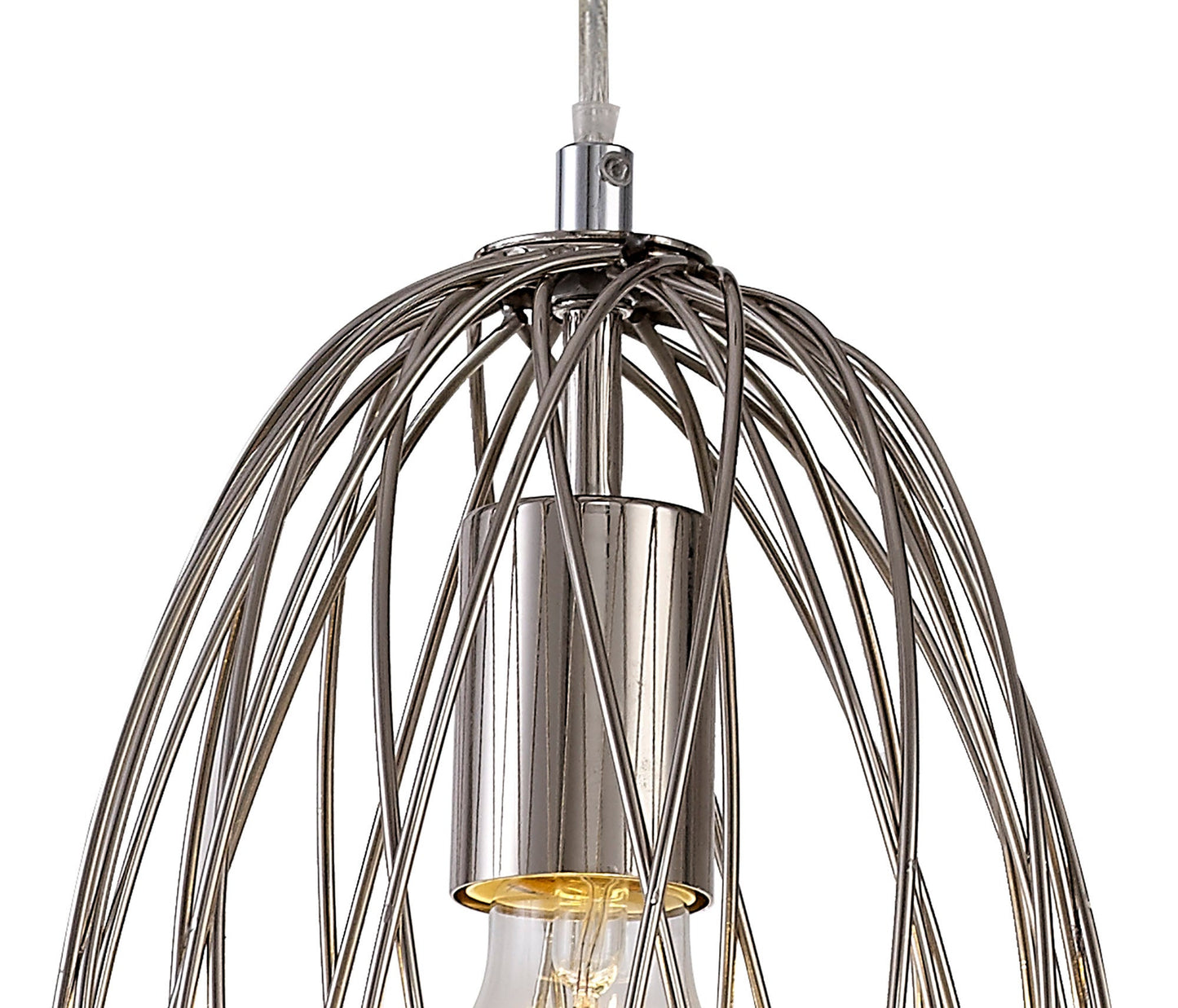 Ashley Curved Cylinder Pendant, 1 x E27, Polished Nickel 2