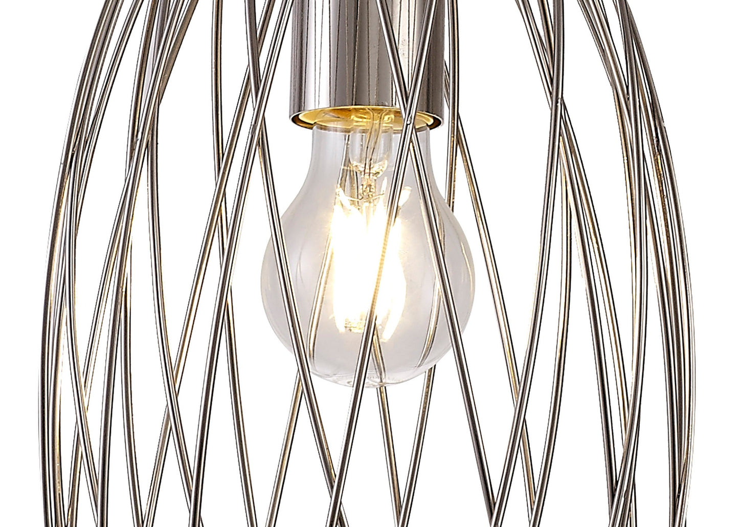 Ashley Curved Cylinder Pendant, 1 x E27, Polished Nickel 2