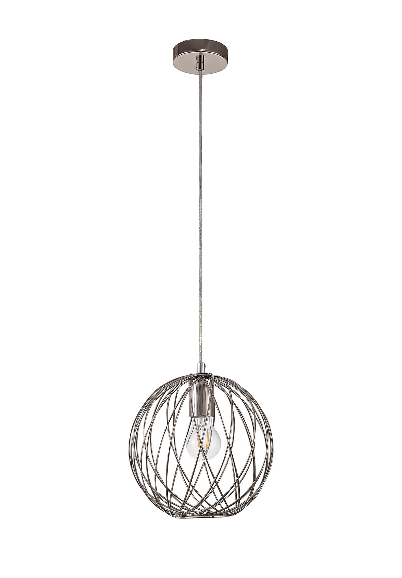 Ashley Sphere Pendant, 1 x E27, Polished Nickel 2