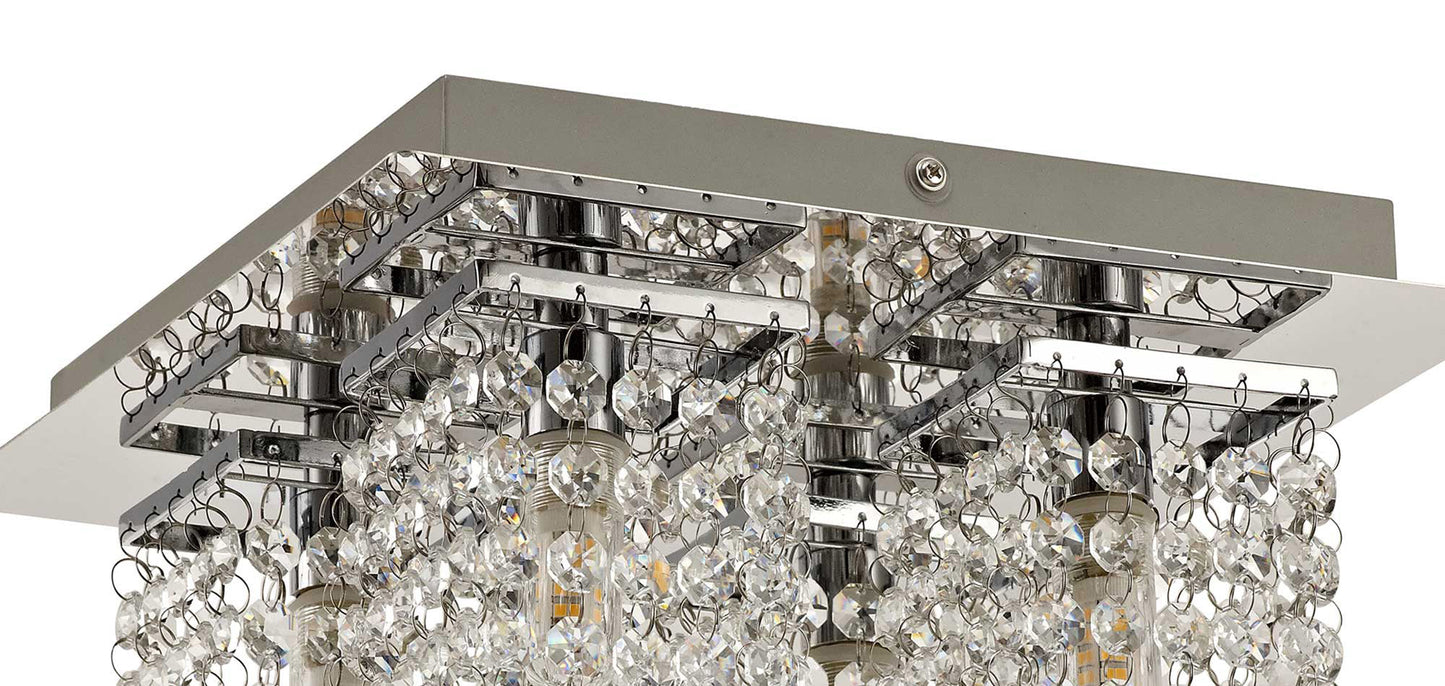 Ashworth Ceiling Light, 4 x G9, IP44, Polished Chrome and Crystal 2