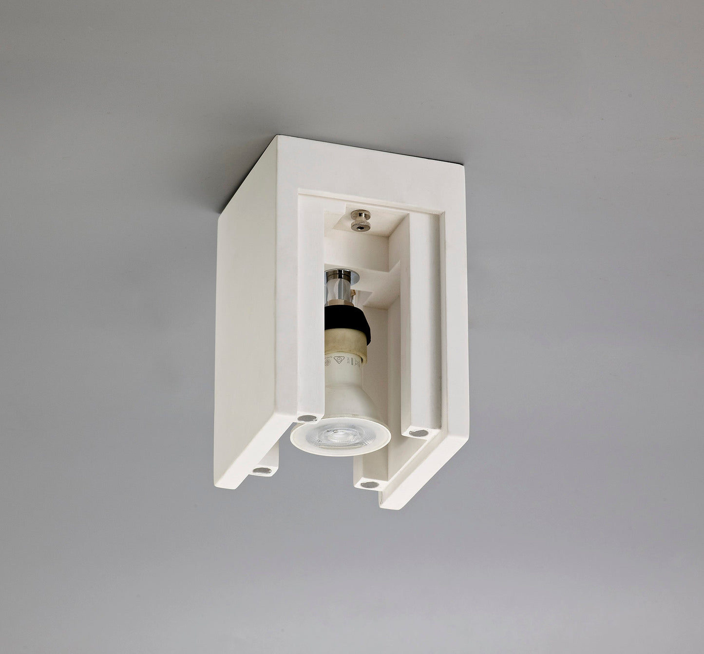 Astbury Square Ceiling, 1 x GU10 Max 25W, White Paintable Gypsum 2