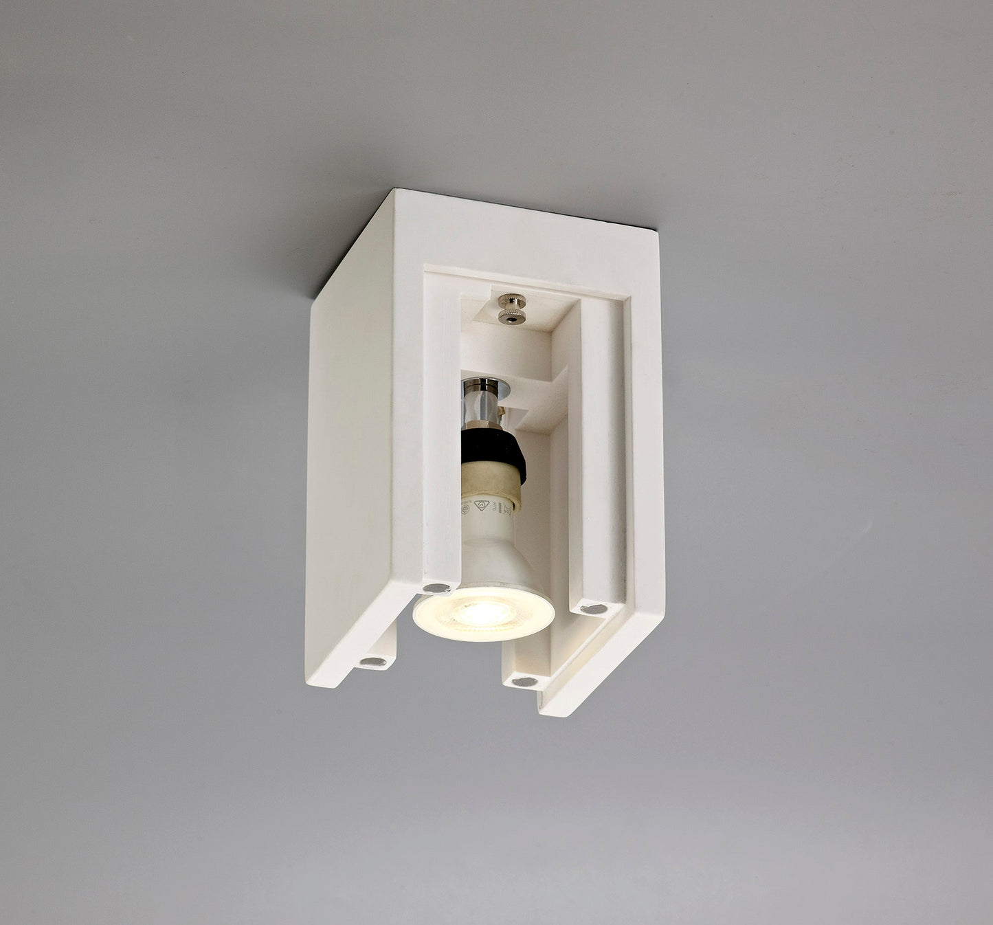 Astbury Square Ceiling, 1 x GU10 Max 25W, White Paintable Gypsum 2