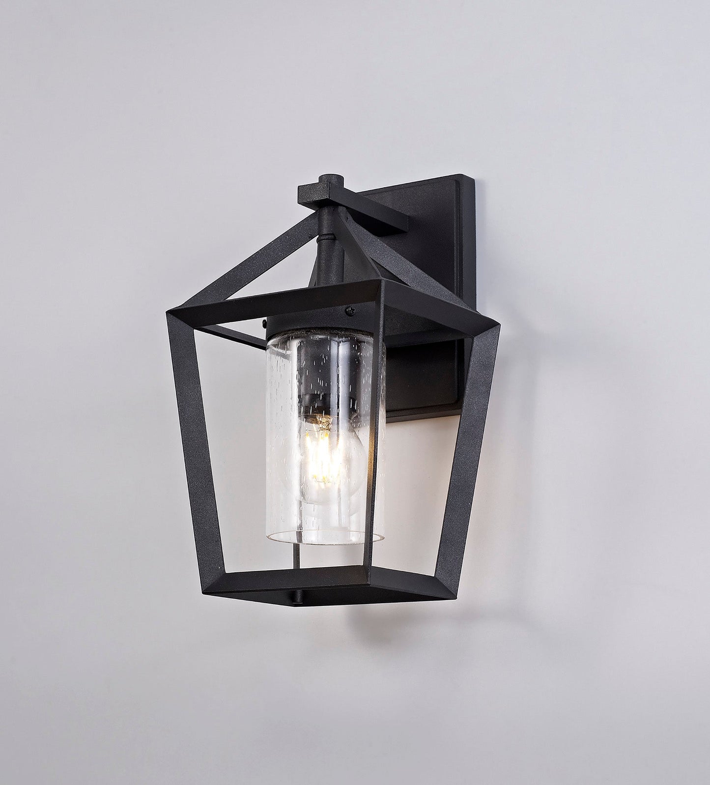 Bach Down Wall Lamp, 1 x E27, IP54, Anthracite and Clear Rain Drop Effect Glass, 2yrs Warranty