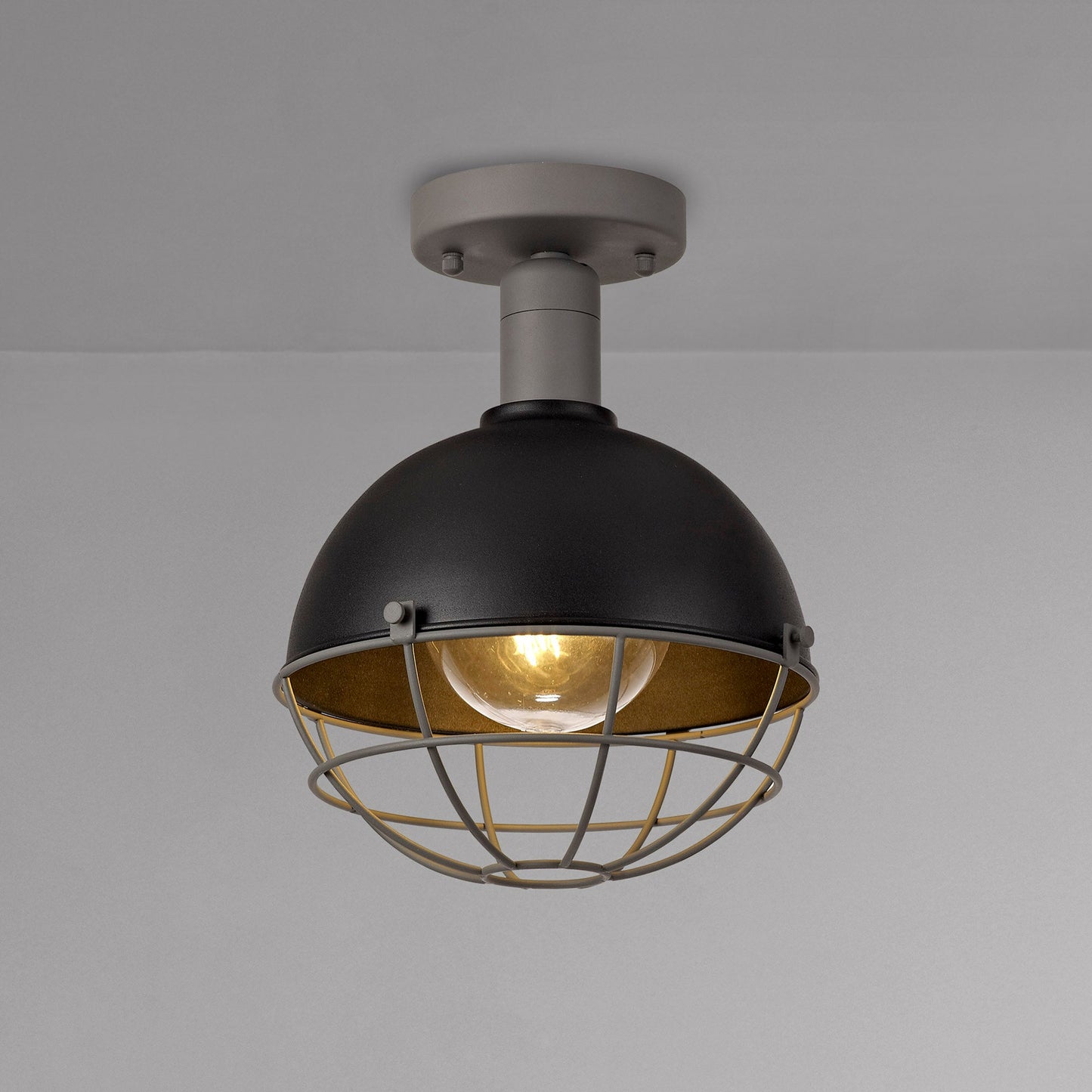 Bankhall Ceiling, 1 Light E27, IP65, Matt Black and Grey, 2yrs Warranty
