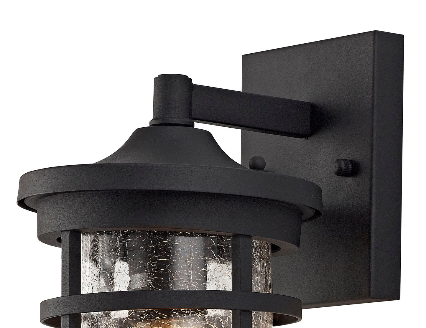Beeston Wall Lamp, 1 x E27, Black and Clear Crackled Glass, IP54, 2yrs Warranty
