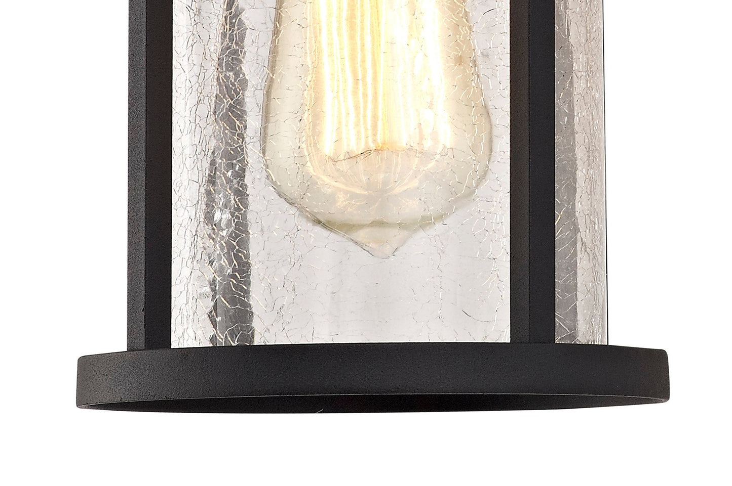 Beeston Wall Lamp, 1 x E27, Black and Clear Crackled Glass, IP54, 2yrs Warranty
