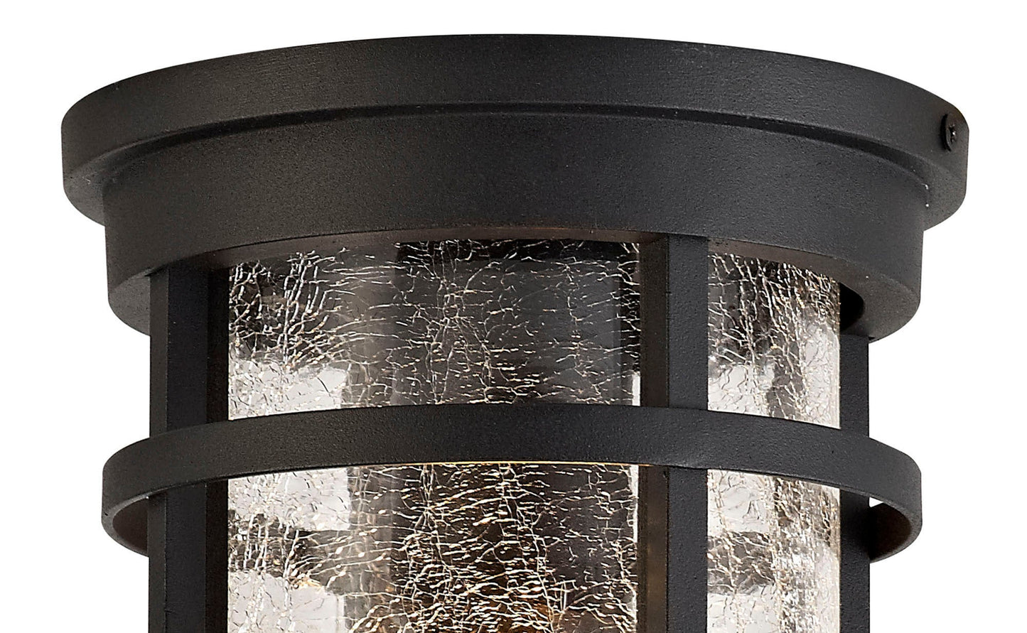 Beeston Ceiling, 1 x E27, Black and Clear Crackled Glass, IP54, 2yrs Warranty