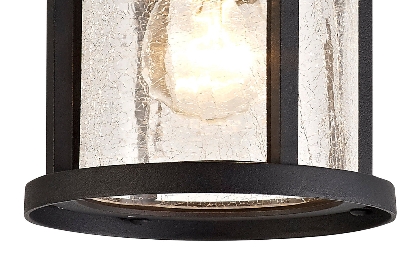 Beeston Ceiling, 1 x E27, Black and Clear Crackled Glass, IP54, 2yrs Warranty