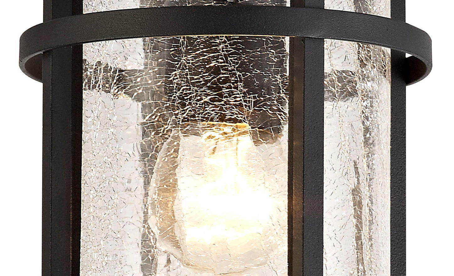 Beeston Ceiling, 1 x E27, Black and Clear Crackled Glass, IP54, 2yrs Warranty