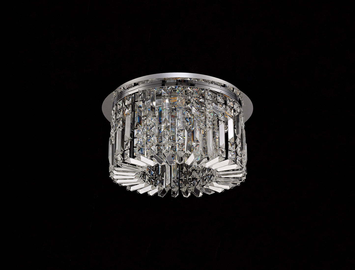 Bollin 45cm Round Flush Chandelier, 5 Light E14, Polished Chrome and Crystal