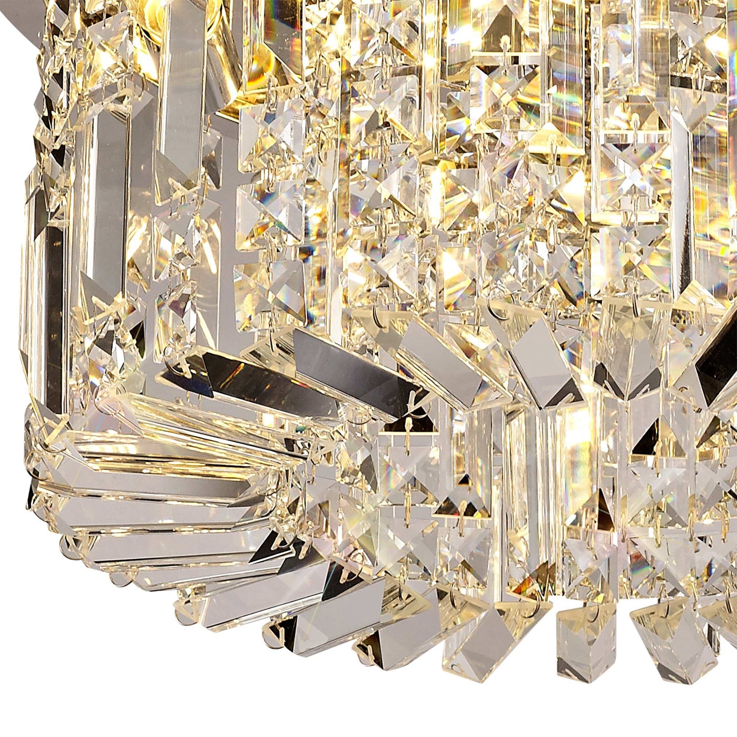 Bollin 45cm Round Flush Chandelier, 5 Light E14, Polished Chrome and Crystal