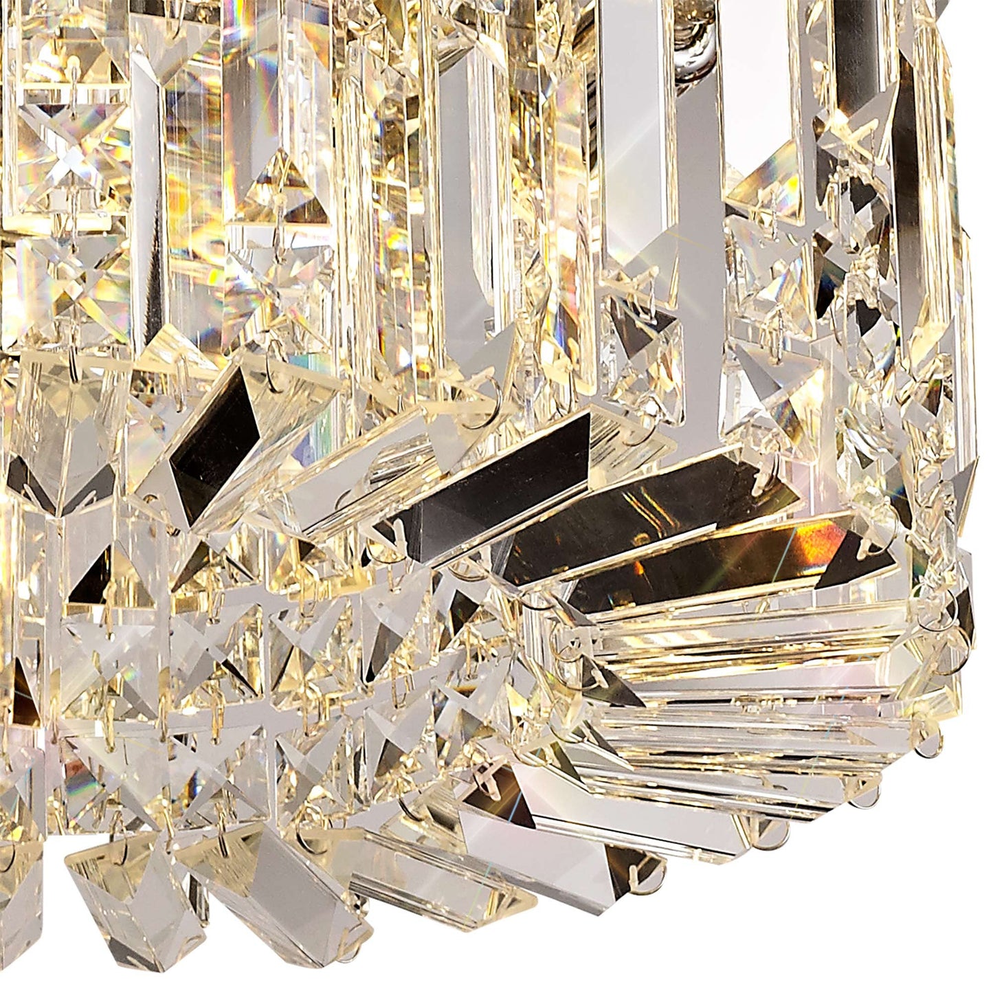 Bollin 45cm Round Flush Chandelier, 5 Light E14, Polished Chrome and Crystal