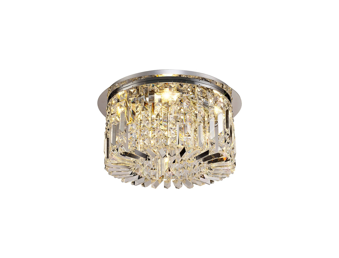 Bollin 45cm Round Flush Chandelier, 5 Light E14, Polished Chrome and Crystal