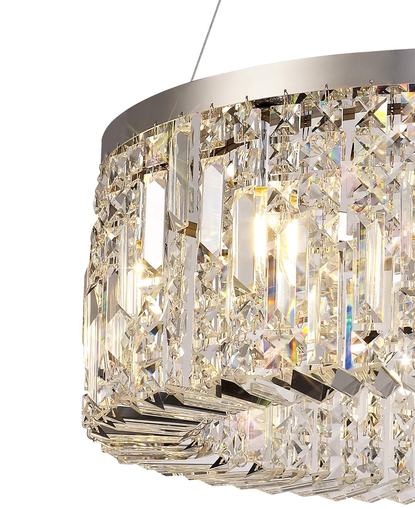 Bollin 60cm Round Pendant Chandelier, 8 Light E14, Polished Chrome and Crystal