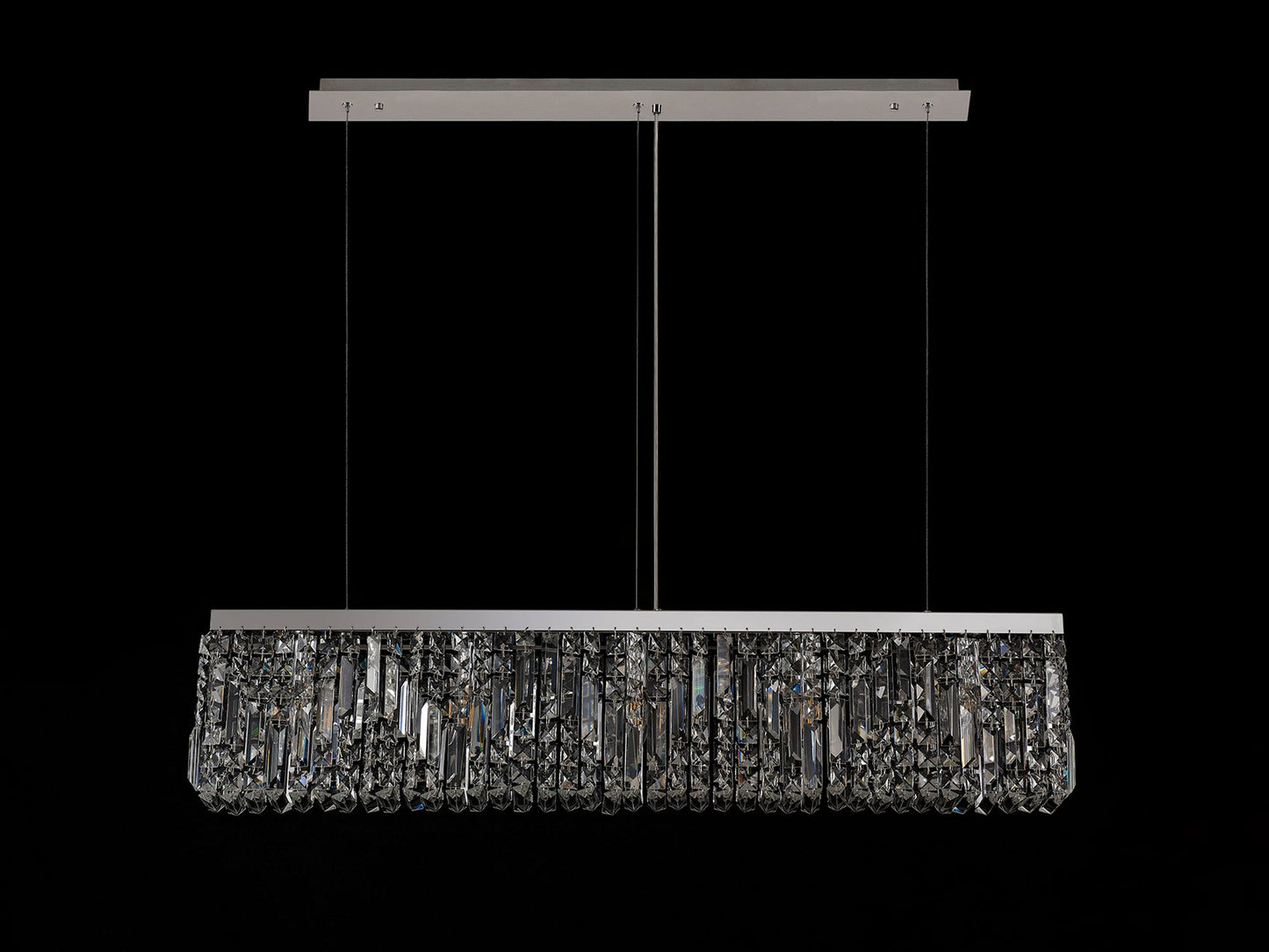Bollin 102x9cm Linear Pendant Chandelier, 5 Light E14, Polished Chrome and Crystal