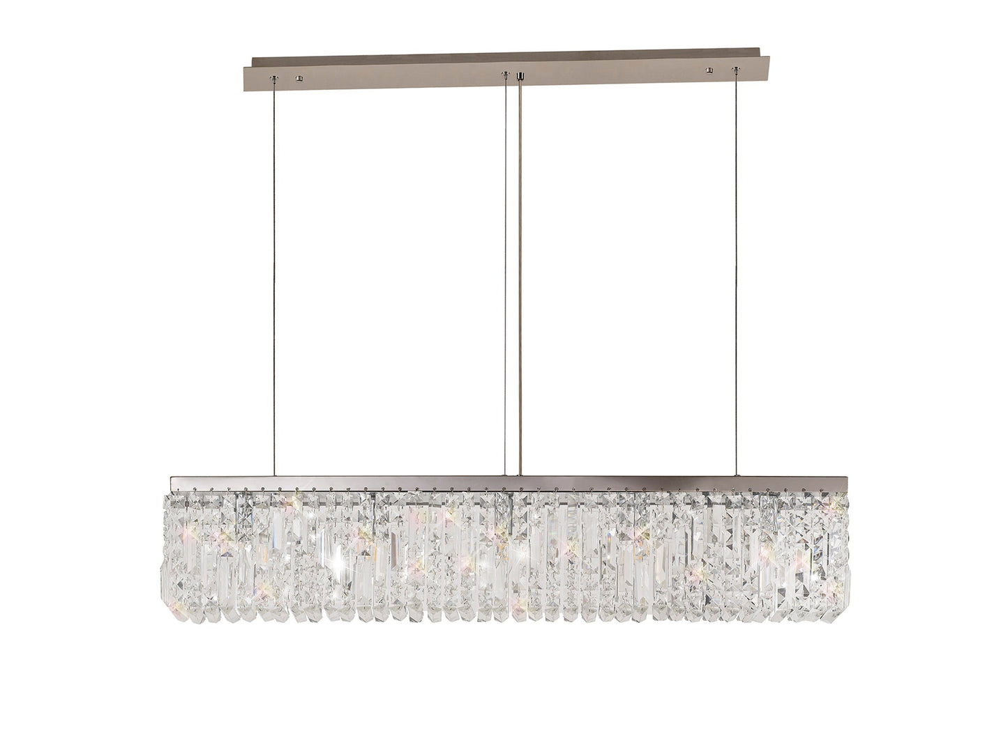 Bollin 102x9cm Linear Pendant Chandelier, 5 Light E14, Polished Chrome and Crystal