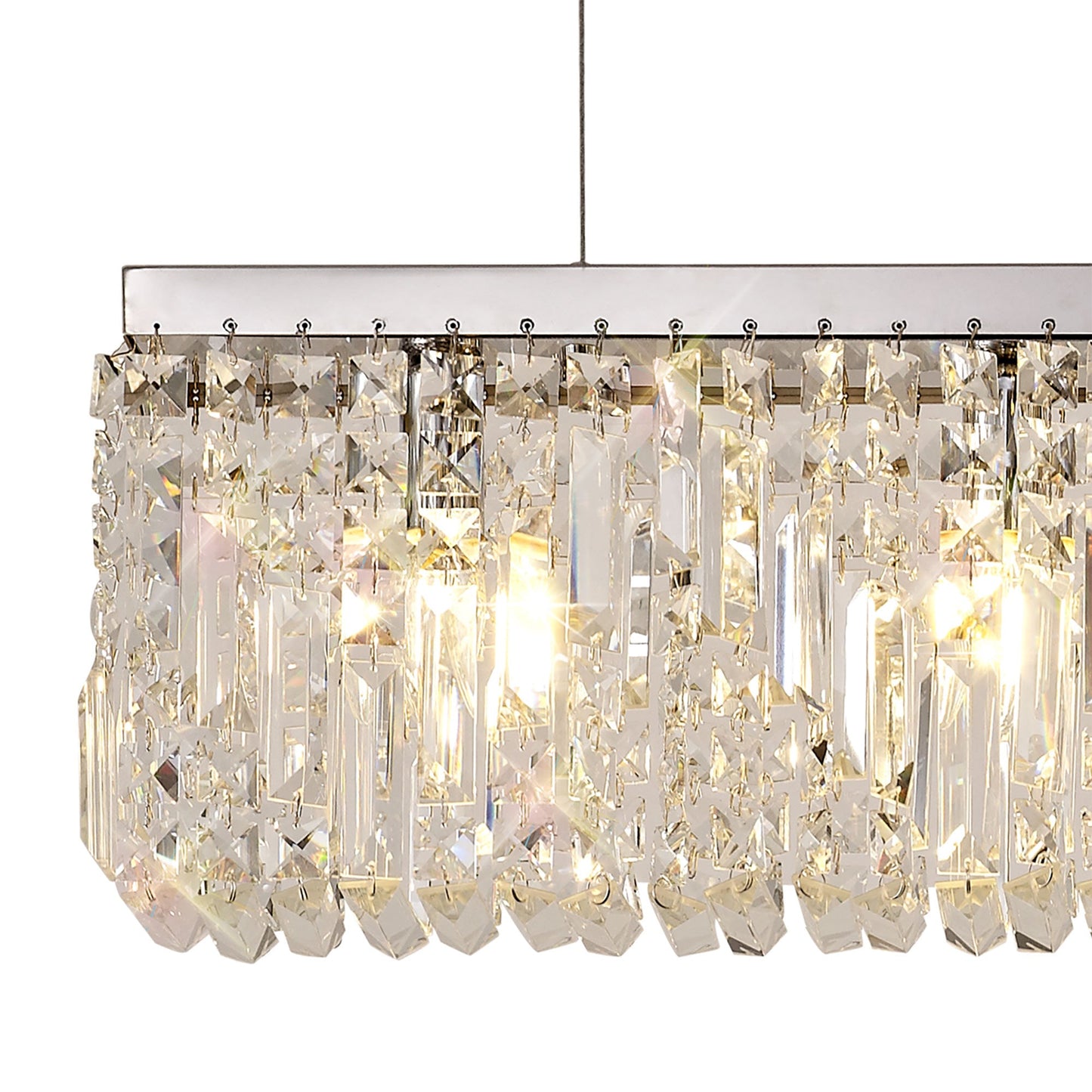 Bollin 102x9cm Linear Pendant Chandelier, 5 Light E14, Polished Chrome and Crystal