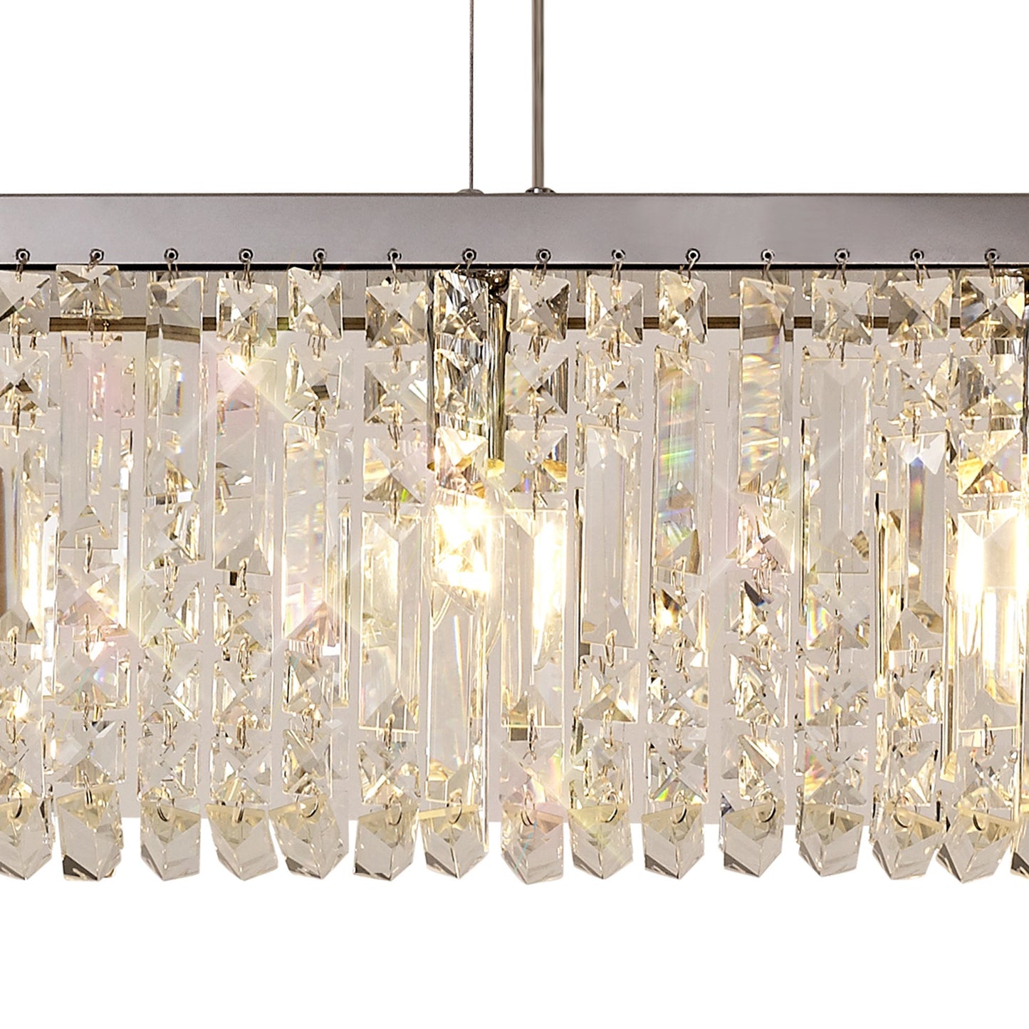 Bollin 102x9cm Linear Pendant Chandelier, 5 Light E14, Polished Chrome and Crystal