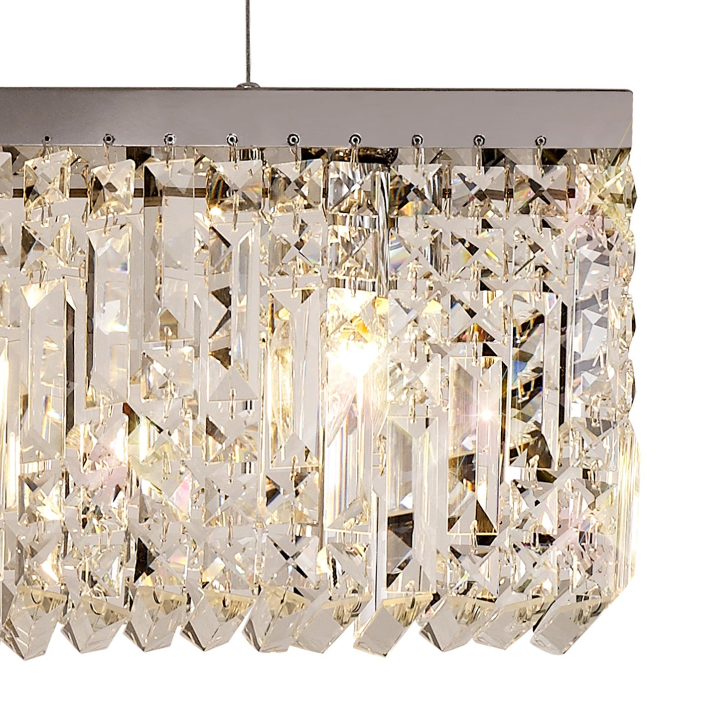 Bollin 102x9cm Linear Pendant Chandelier, 5 Light E14, Polished Chrome and Crystal