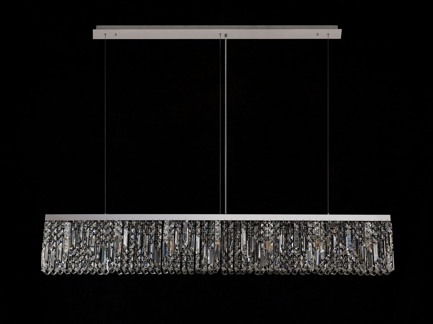 Bollin 138x9cm Linear Pendant Chandelier, 7 Light E14, Polished Chrome and Crystal