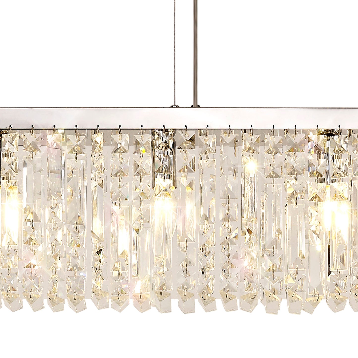 Bollin 138x9cm Linear Pendant Chandelier, 7 Light E14, Polished Chrome and Crystal
