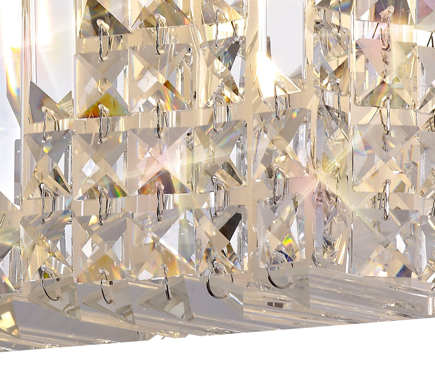 Bollin 29x13cm Rectangular Small Wall Lamp, 2 Light E14, Polished Chrome and Crystal