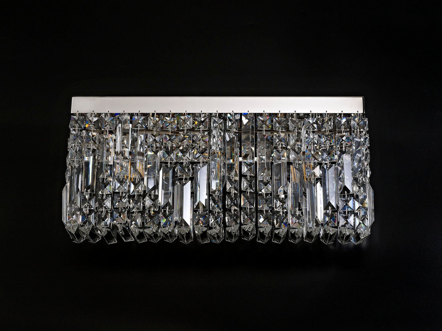 Bollin 50x24cm Rectangular Large Wall Lamp, 3 Light E14, Polished Chrome and Crystal