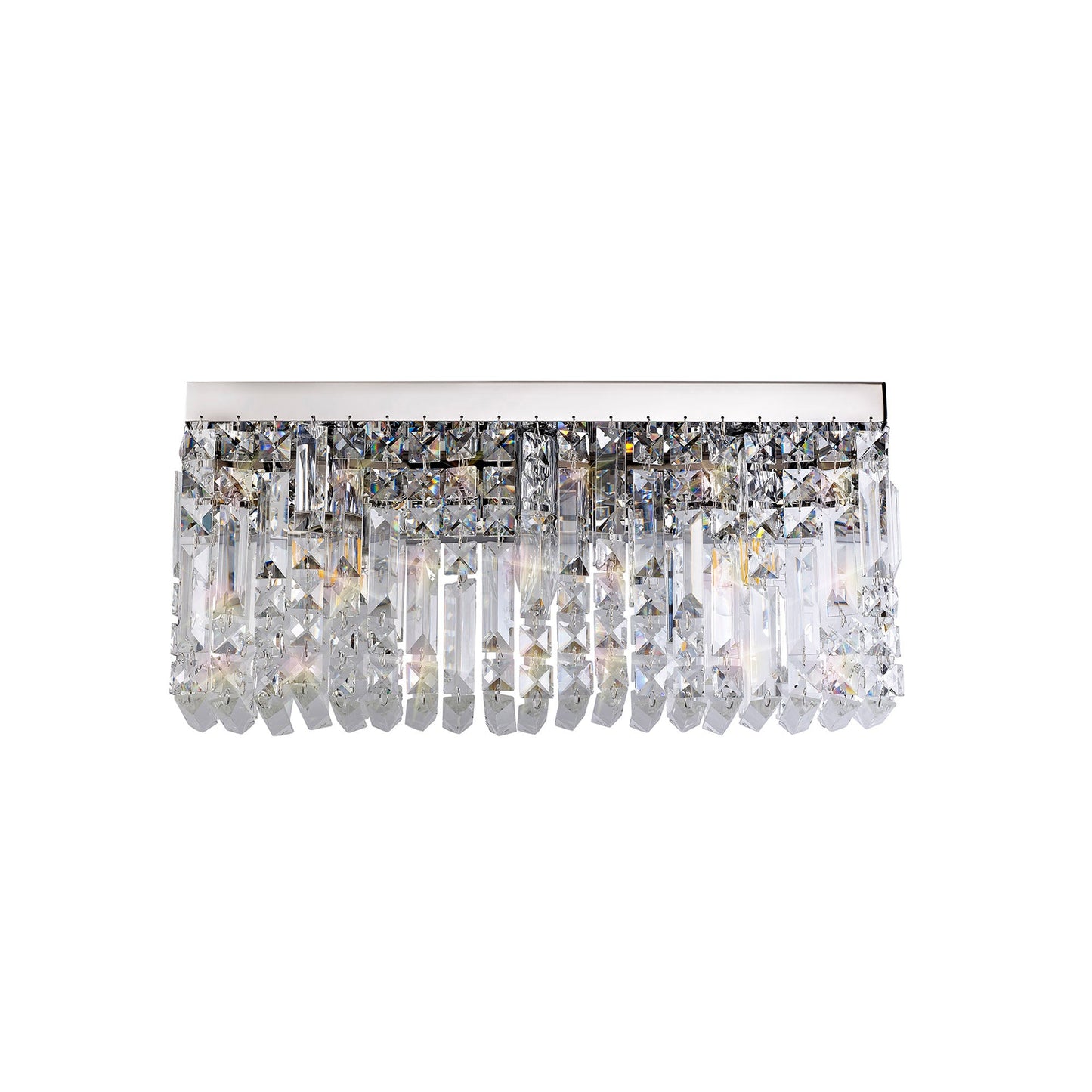 Bollin 50x24cm Rectangular Large Wall Lamp, 3 Light E14, Polished Chrome and Crystal