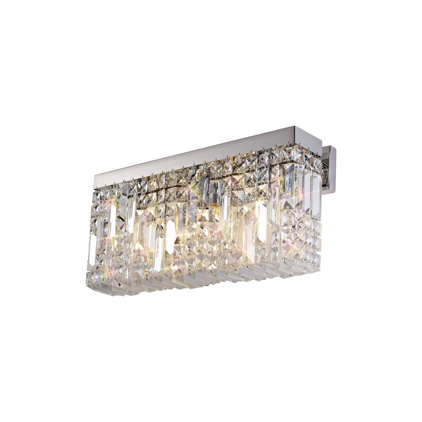 Bollin 50x24cm Rectangular Large Wall Lamp, 3 Light E14, Polished Chrome and Crystal