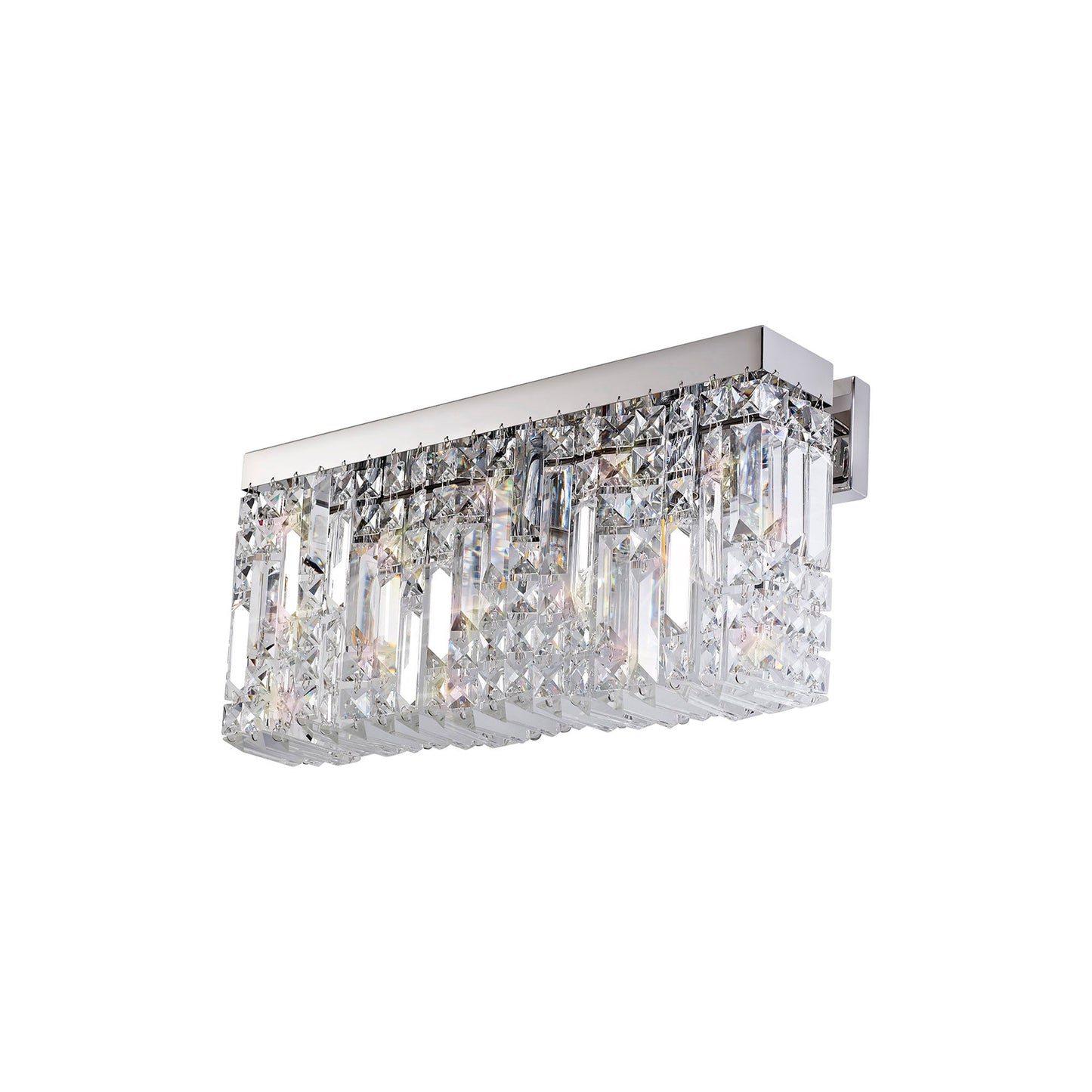 Bollin 50x24cm Rectangular Large Wall Lamp, 3 Light E14, Polished Chrome and Crystal