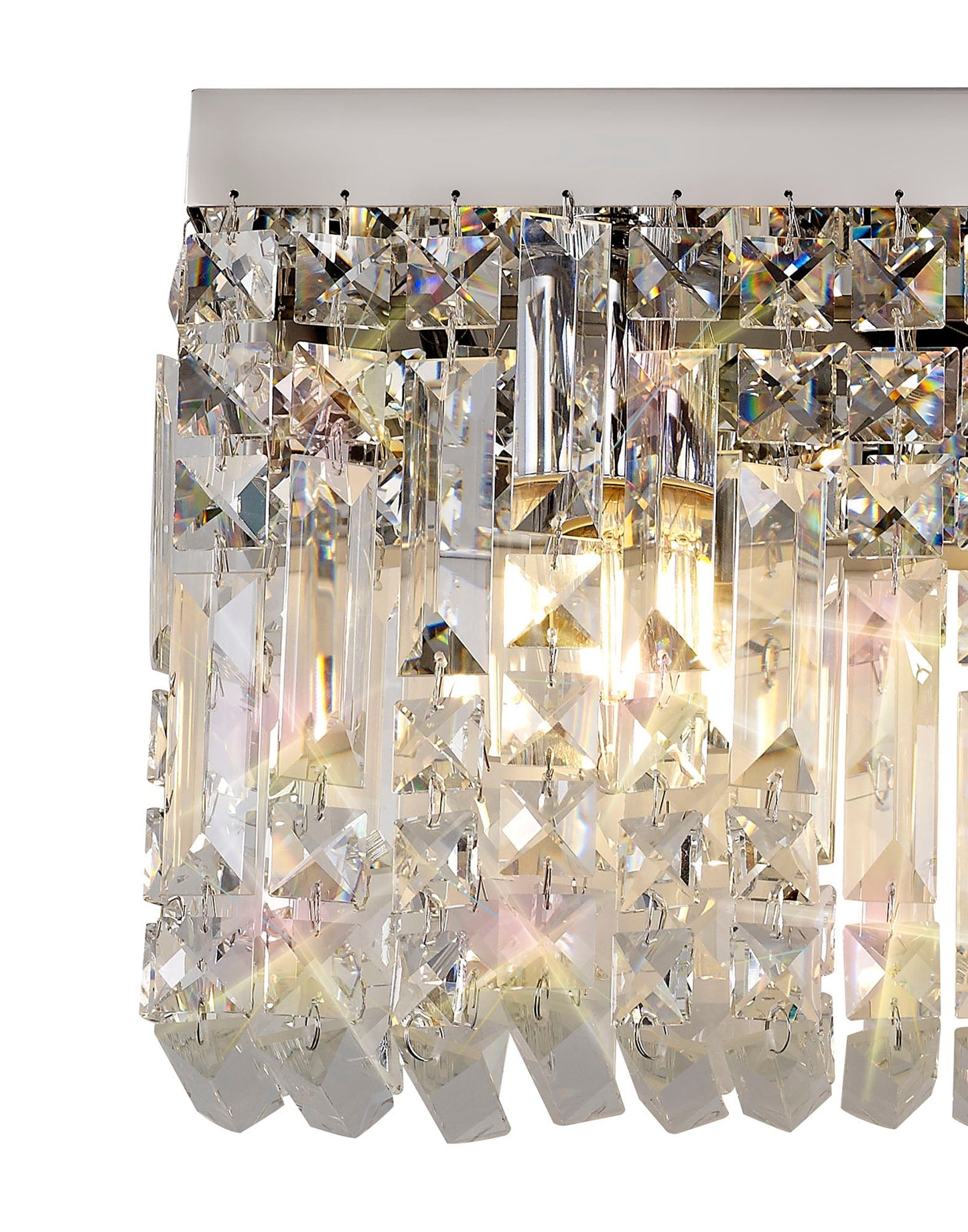 Bollin 50x24cm Rectangular Large Wall Lamp, 3 Light E14, Polished Chrome and Crystal