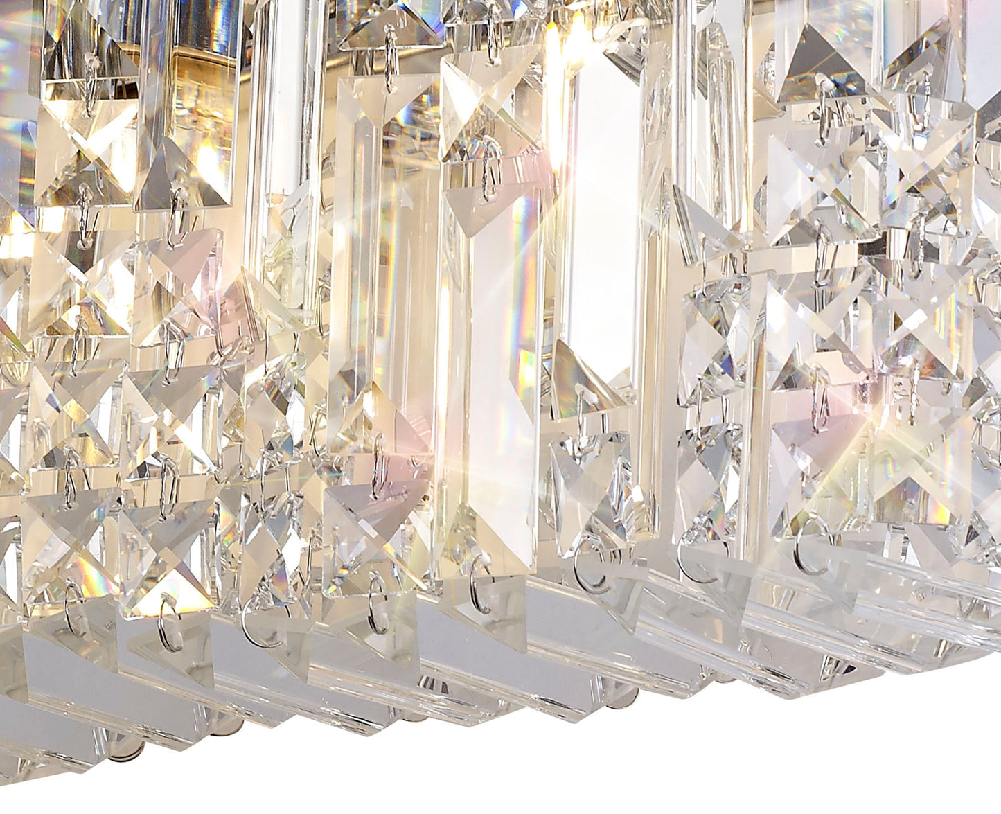 Bollin 50x24cm Rectangular Large Wall Lamp, 3 Light E14, Polished Chrome and Crystal