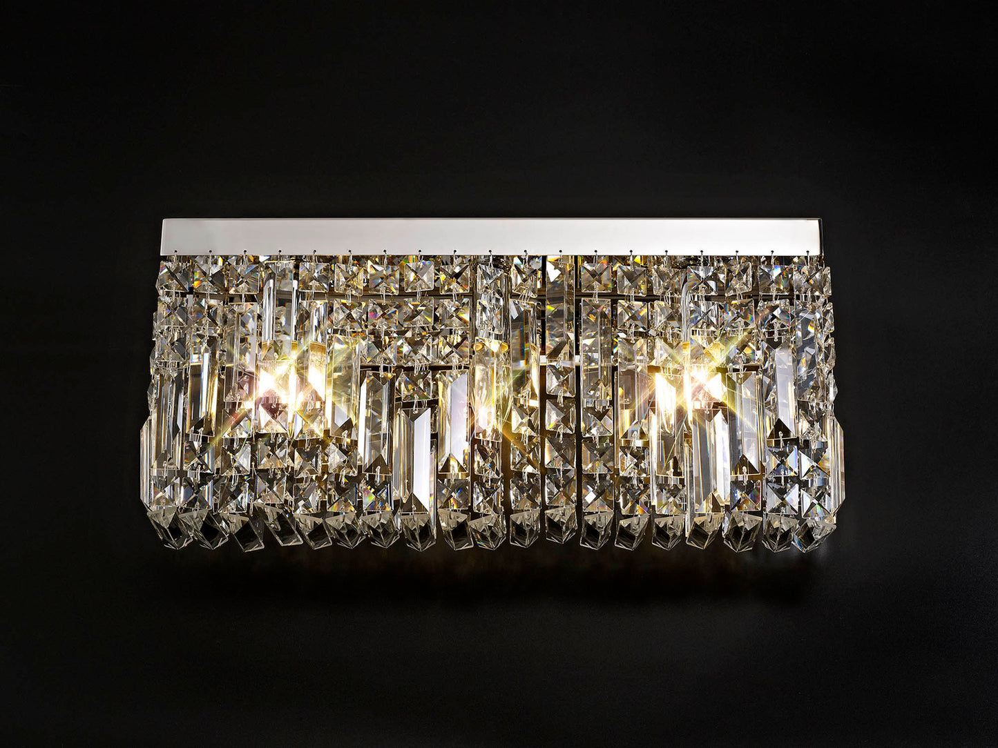 Bollin 50x24cm Rectangular Large Wall Lamp, 3 Light E14, Polished Chrome and Crystal