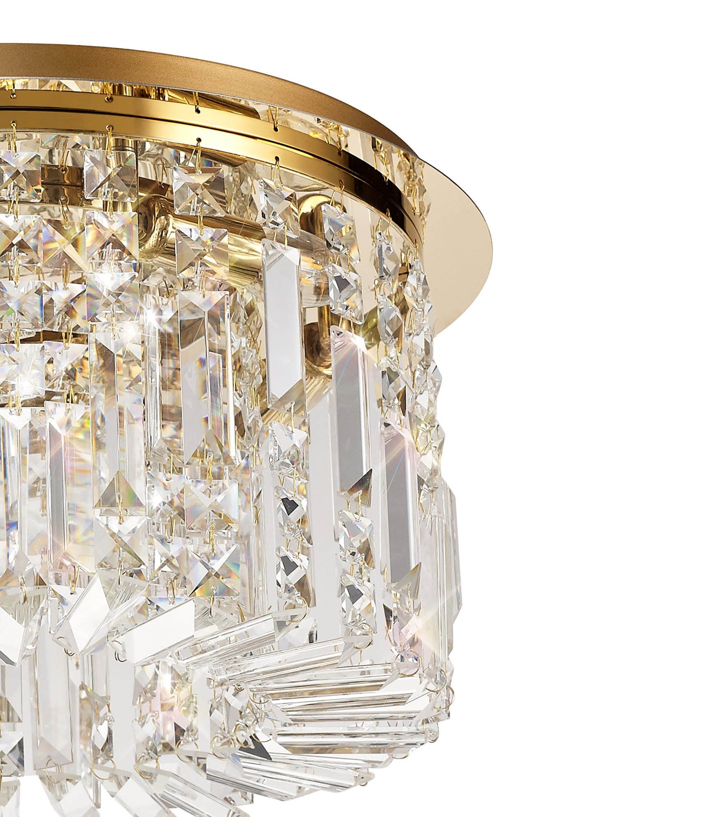 Bollin 45cm Round Flush Chandelier, 5 Light E14, Gold and Crystal