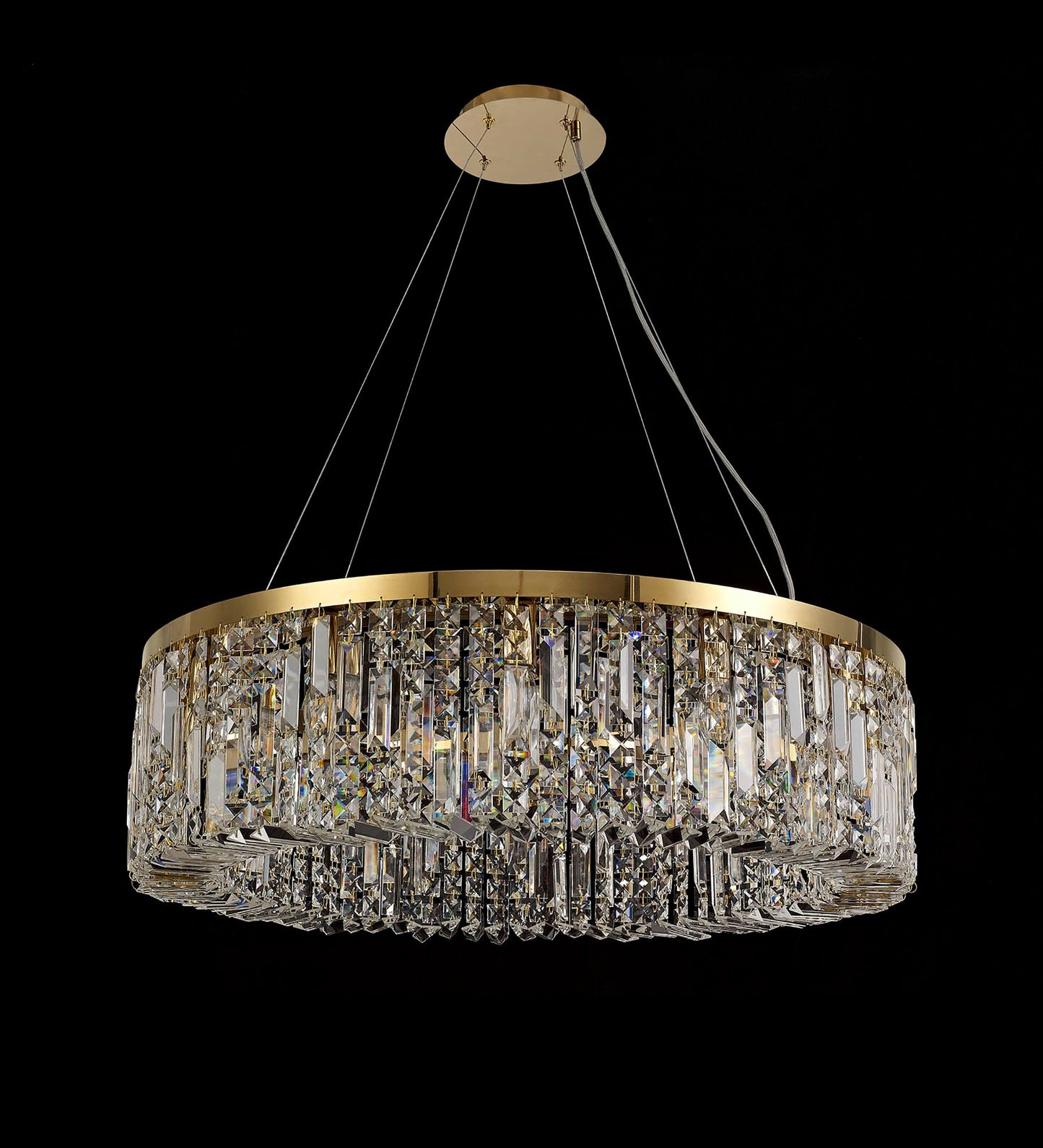 Bollin 80cm Round Pendant Chandelier, 12 Light E14, Gold and Crystal Item Weight: 16.8kg