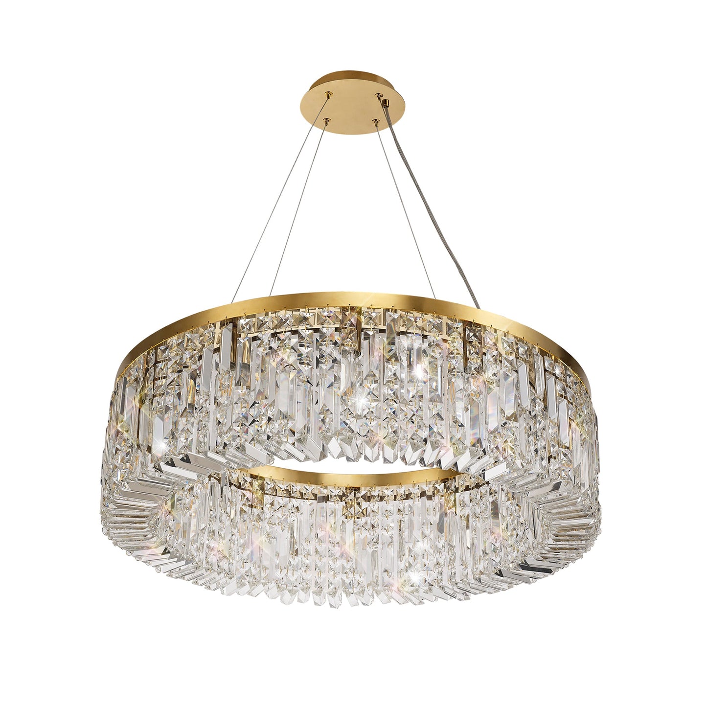 Bollin 80cm Round Pendant Chandelier, 12 Light E14, Gold and Crystal Item Weight: 16.8kg