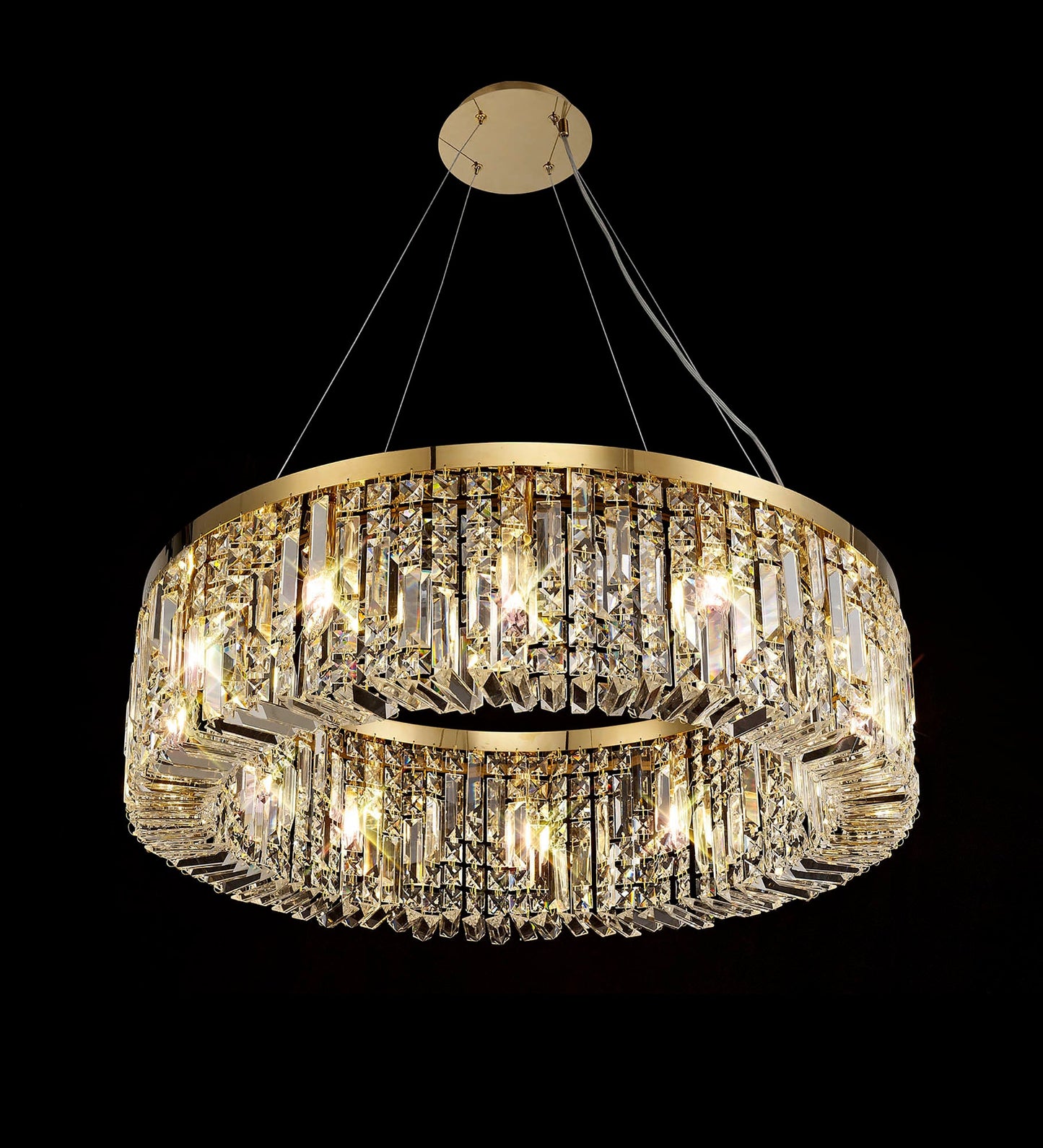 Bollin 80cm Round Pendant Chandelier, 12 Light E14, Gold and Crystal Item Weight: 16.8kg